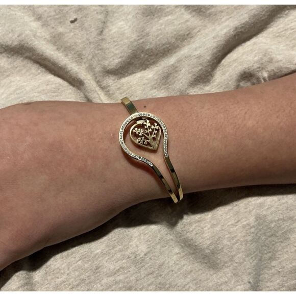 .	“Tree of Life 18k Gold Plated Stainless Steel CZ Bangle” ' - Picture 8 of 16